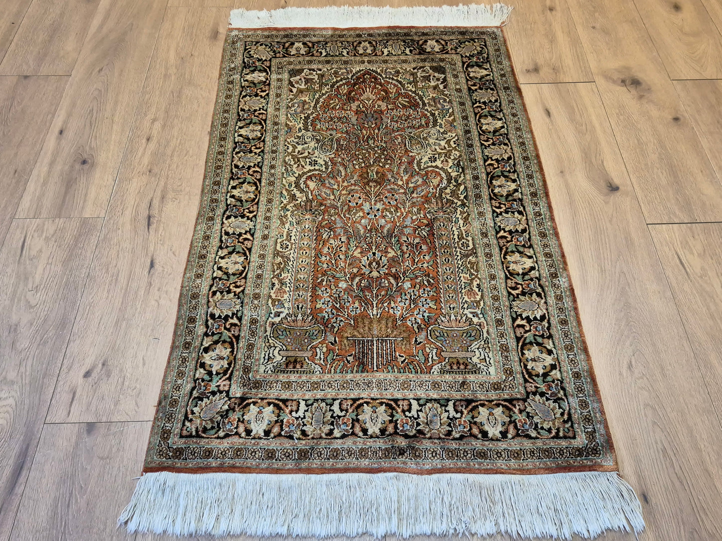 Ghom Seidenteppich Lebensbaum Kaschmir feine Handknüpfung