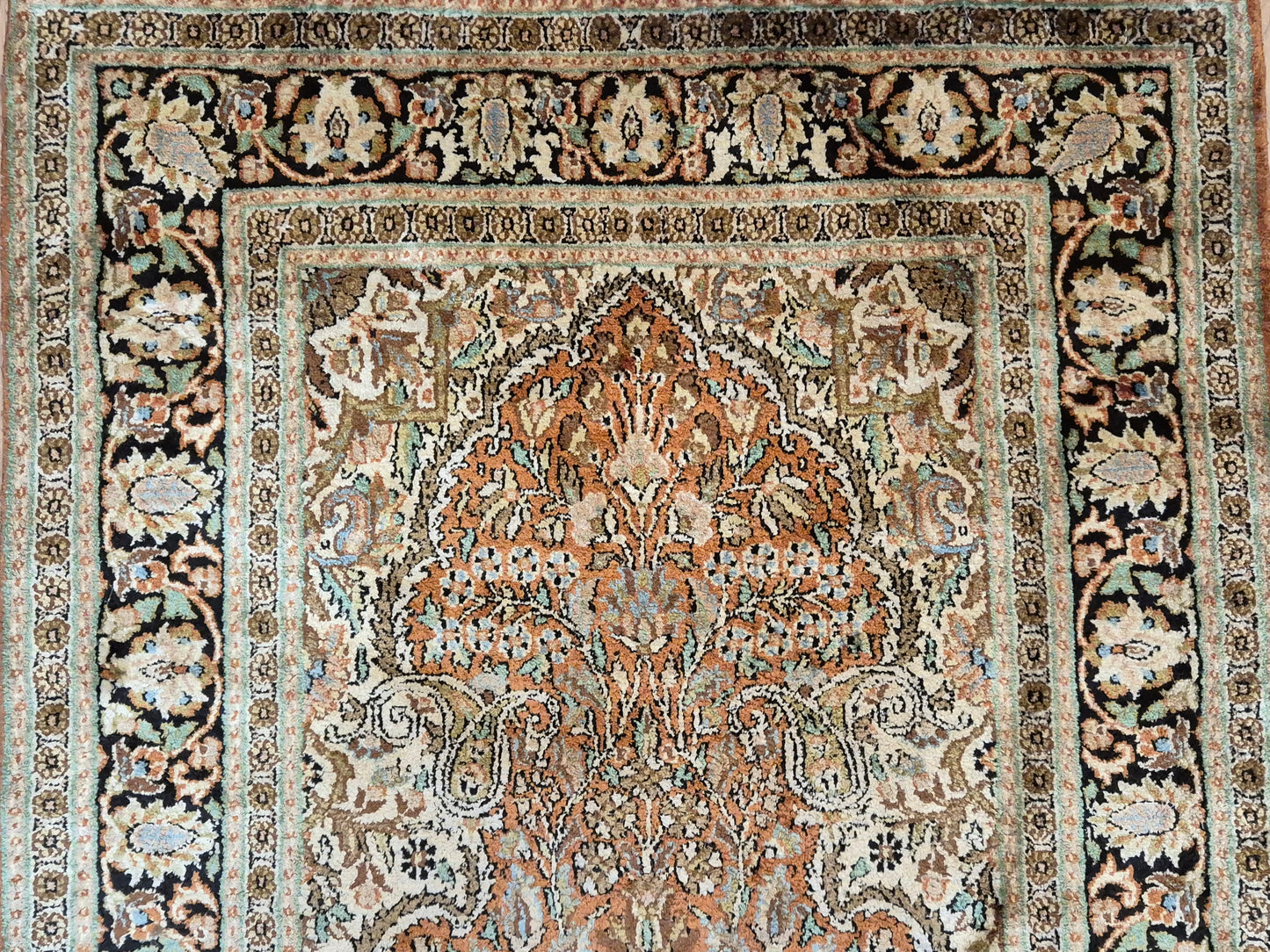 Ghom Seidenteppich Lebensbaum Kaschmir feine Handknüpfung