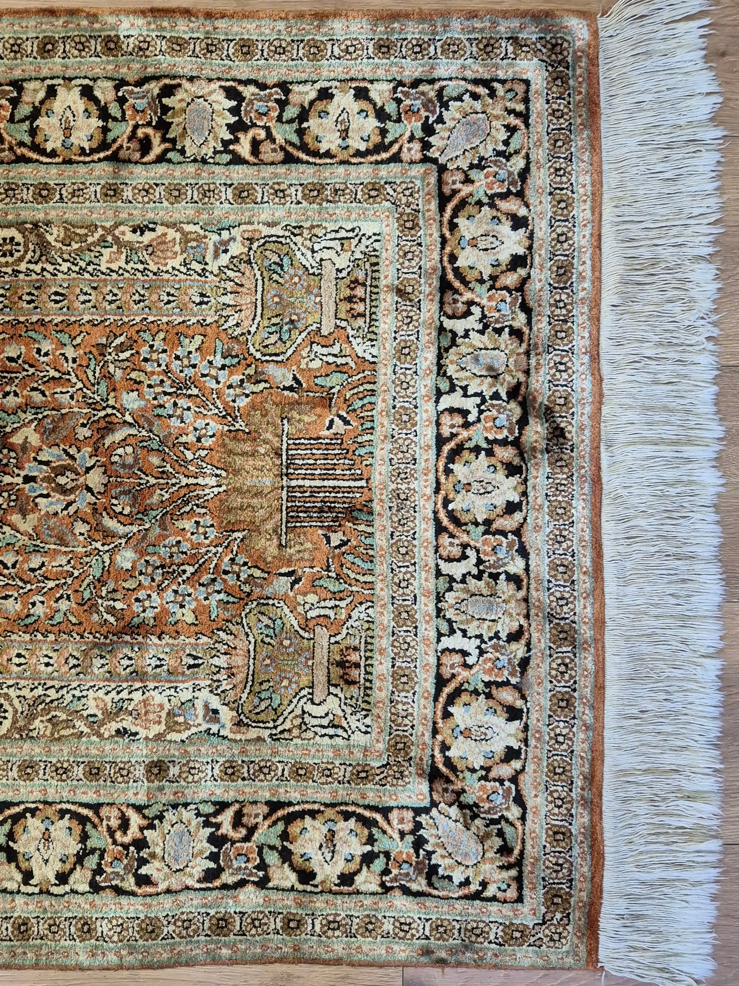 Ghom Seidenteppich Lebensbaum Kaschmir feine Handknüpfung