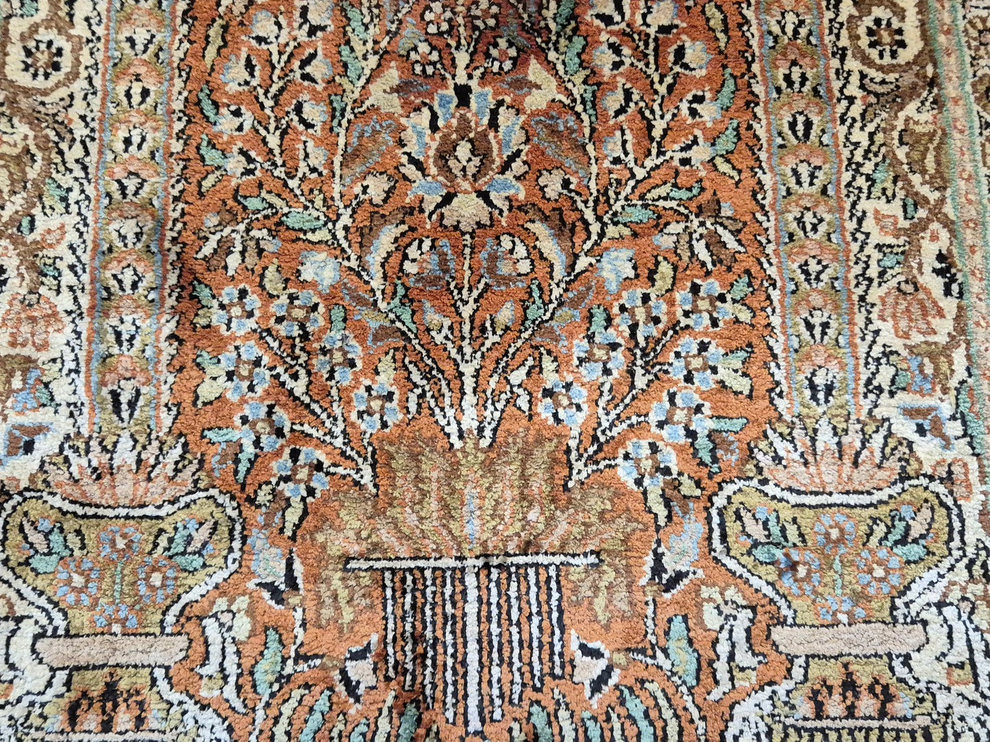 Ghom Seidenteppich Lebensbaum Kaschmir feine Handknüpfung