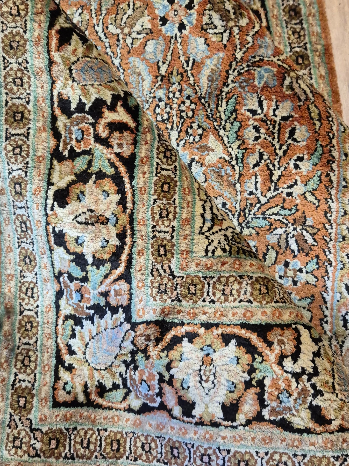 Ghom Seidenteppich Lebensbaum Kaschmir feine Handknüpfung