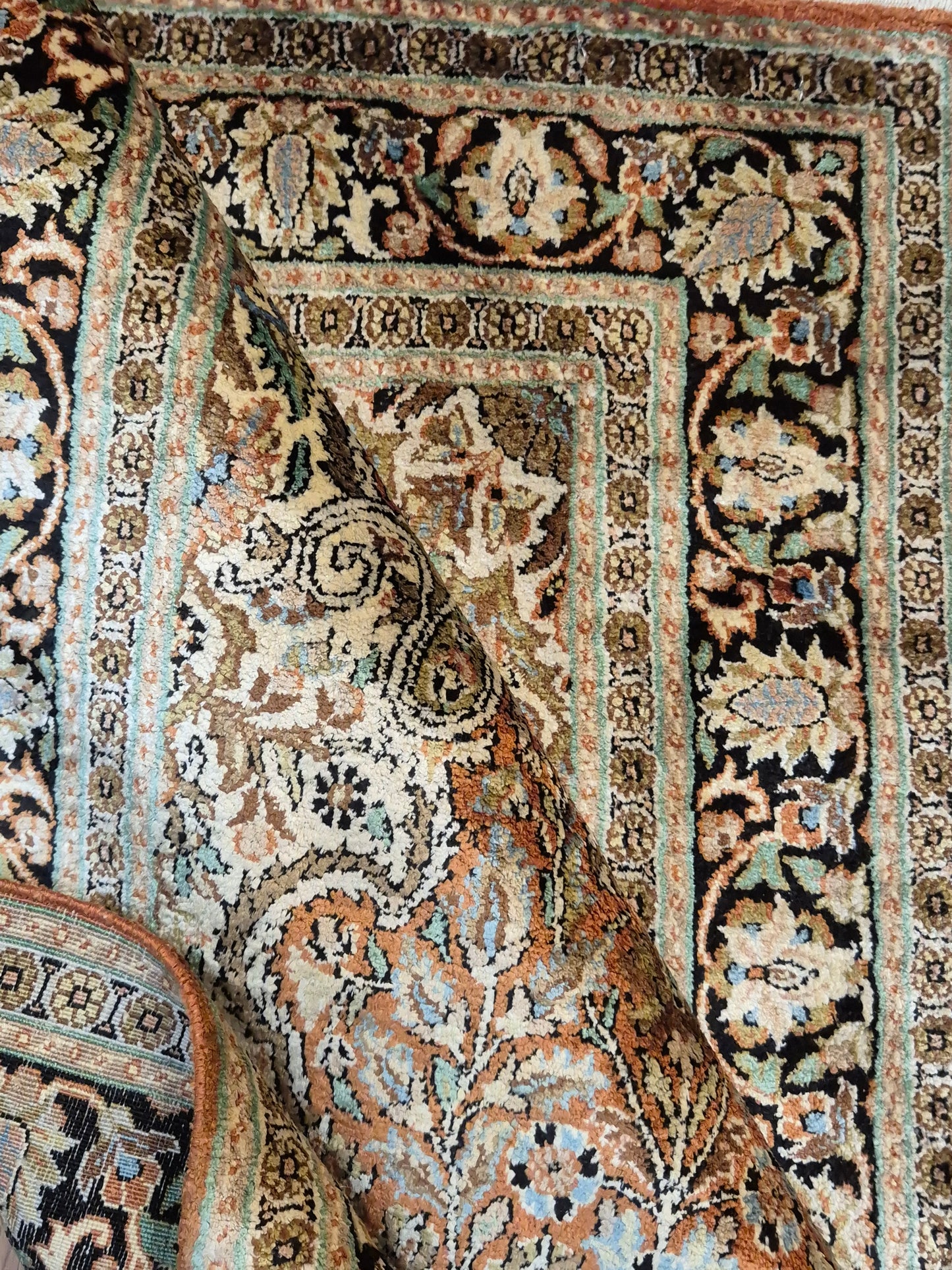 Ghom Seidenteppich Lebensbaum Kaschmir feine Handknüpfung