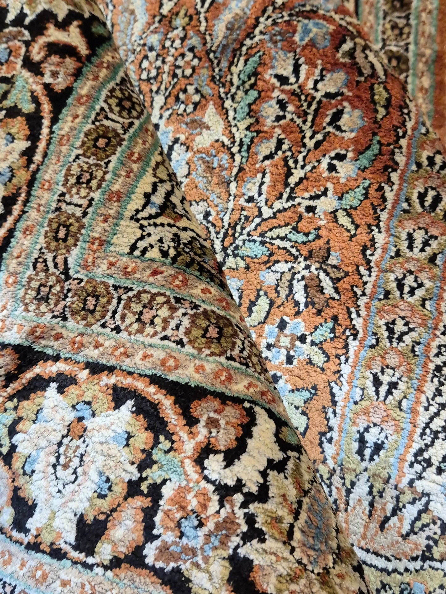 Ghom Seidenteppich Lebensbaum Kaschmir feine Handknüpfung