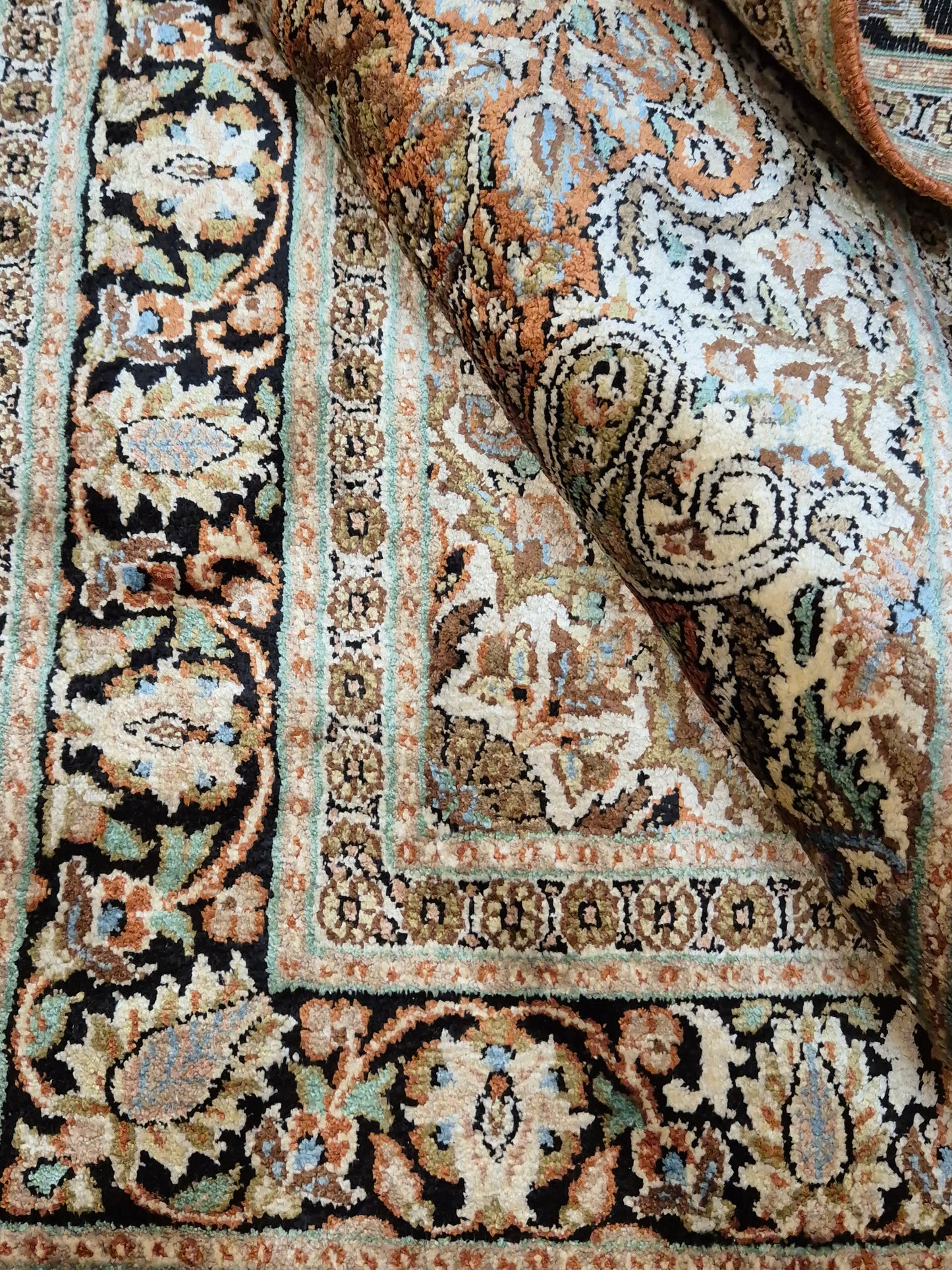 Ghom Seidenteppich Lebensbaum Kaschmir feine Handknüpfung