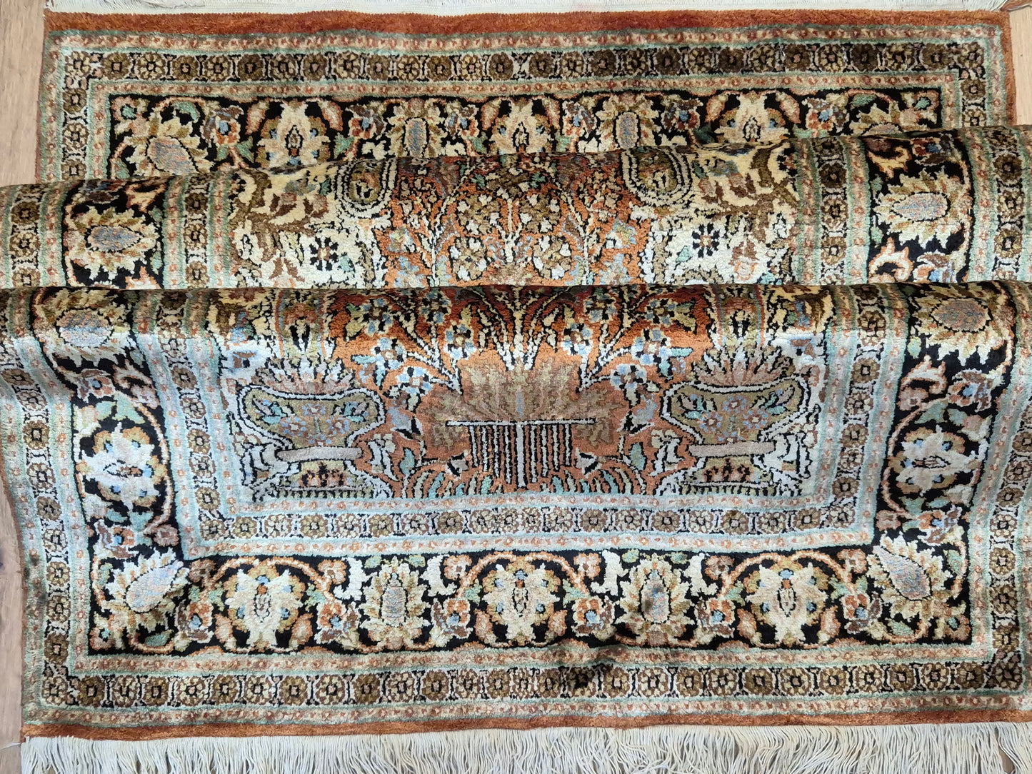 Ghom Seidenteppich Lebensbaum Kaschmir feine Handknüpfung