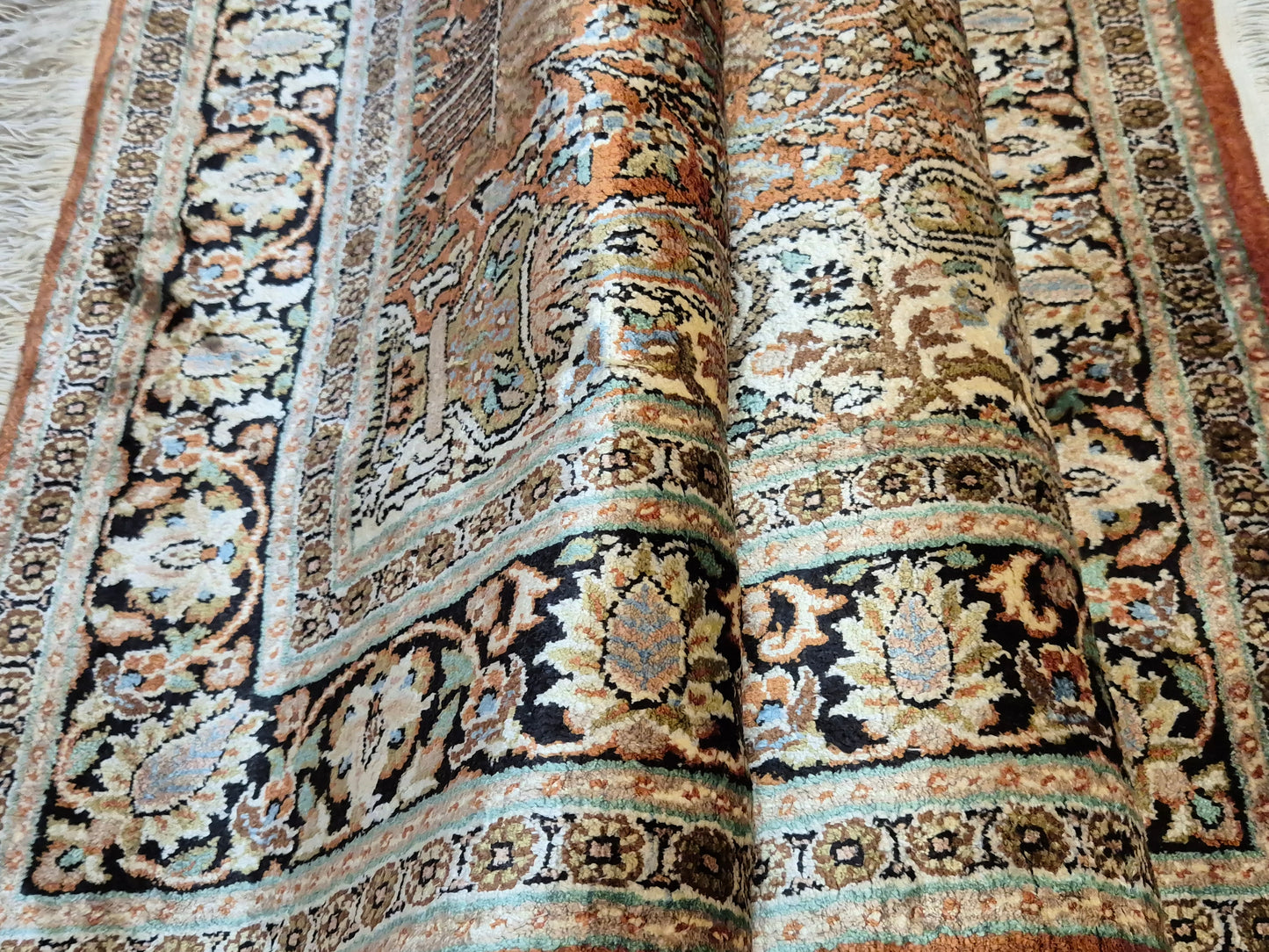 Ghom Seidenteppich Lebensbaum Kaschmir feine Handknüpfung