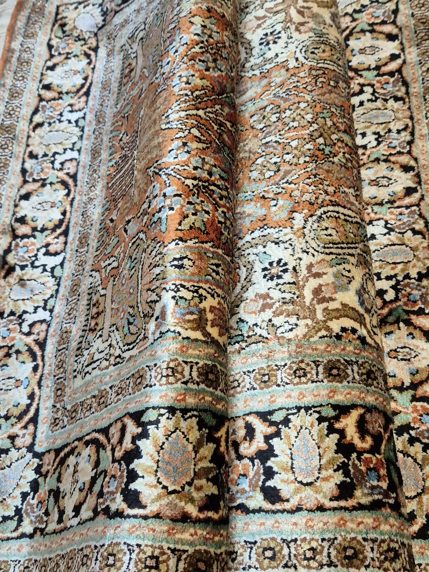 Ghom Seidenteppich Lebensbaum Kaschmir feine Handknüpfung