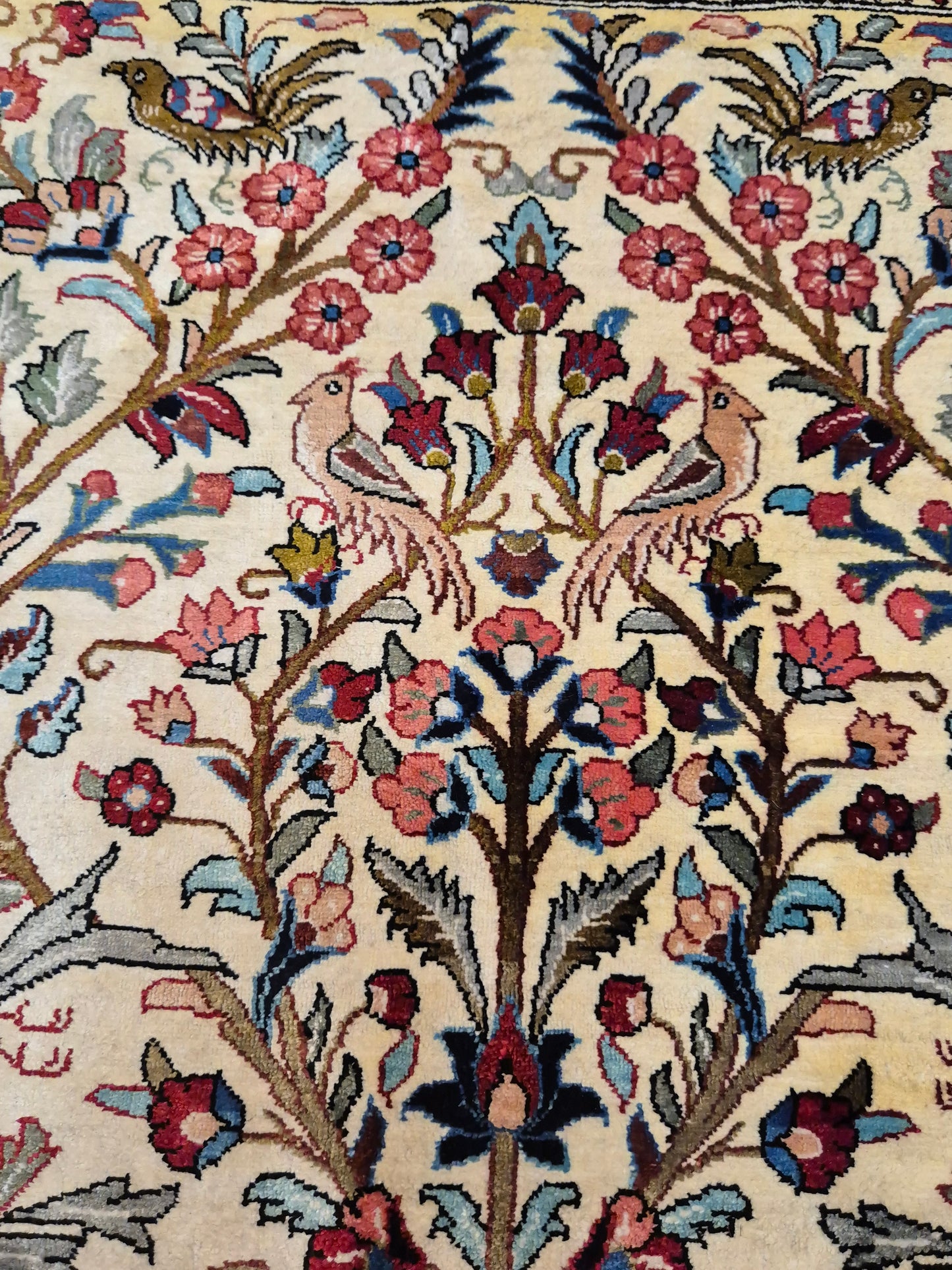 Ghom Seidenteppich Seide auf Seide Lebensbaum mit Tiermotiven