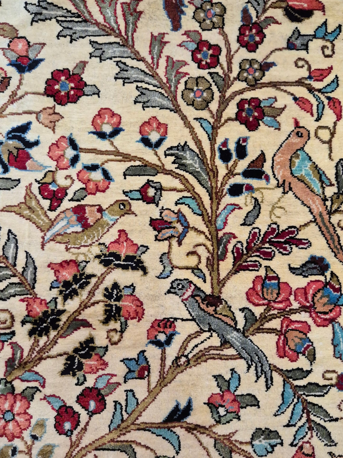 Ghom Seidenteppich Seide auf Seide Lebensbaum mit Tiermotiven