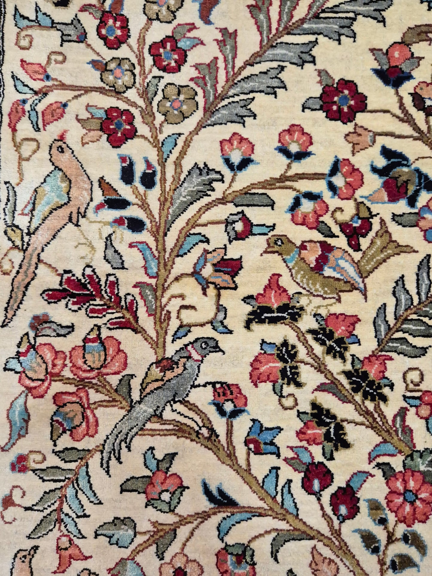 Ghom Seidenteppich Seide auf Seide Lebensbaum mit Tiermotiven