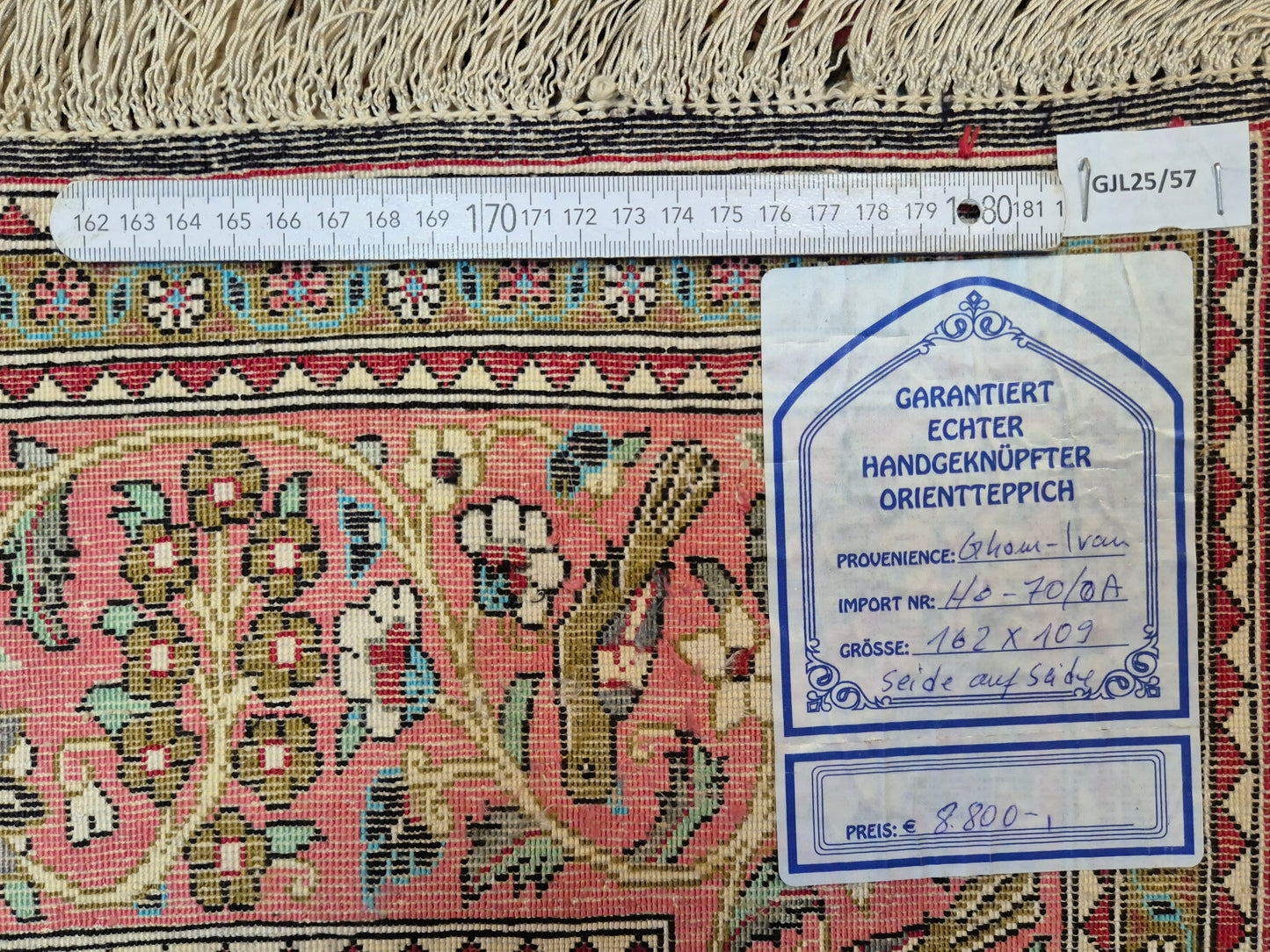 Ghom Seidenteppich Seide auf Seide Lebensbaum mit Tiermotiven