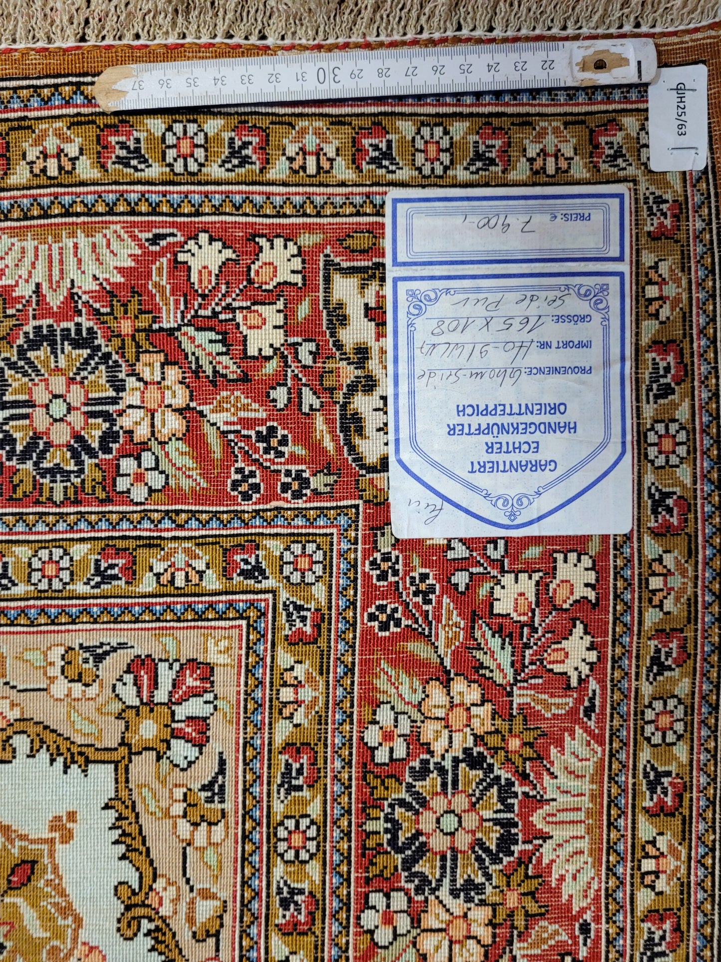 Ghom Seide Teppich Medaillon Blumenornamente feine Knüpfung