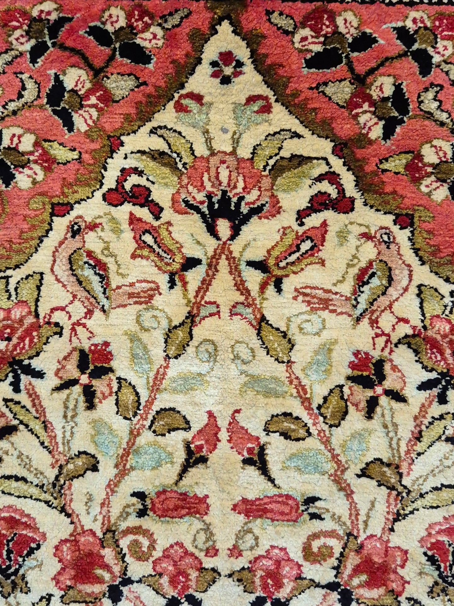 Ghom Seidenteppich Seide auf Seide Blumenkorb florales Design