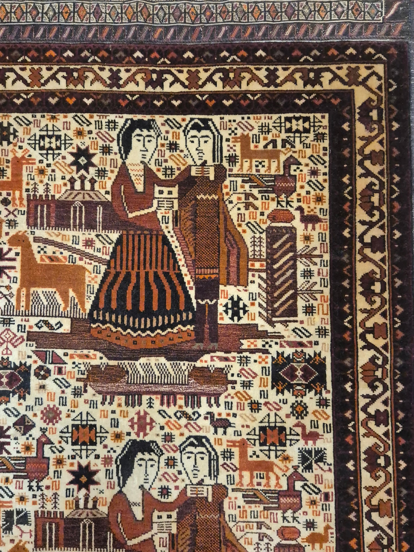 Torbat Belutsch Teppich Wolle figürliche Darstellung handgeknüpft