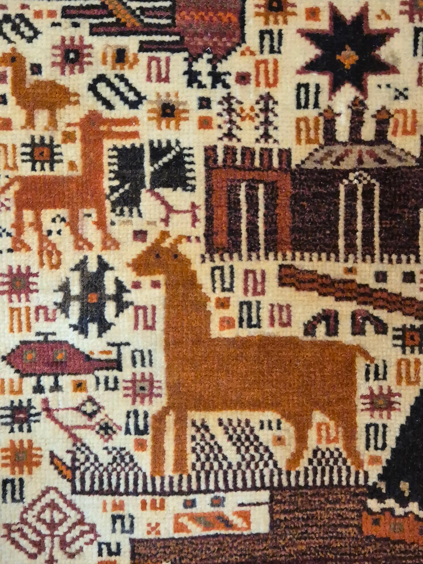 Torbat Belutsch Teppich Wolle figürliche Darstellung handgeknüpft