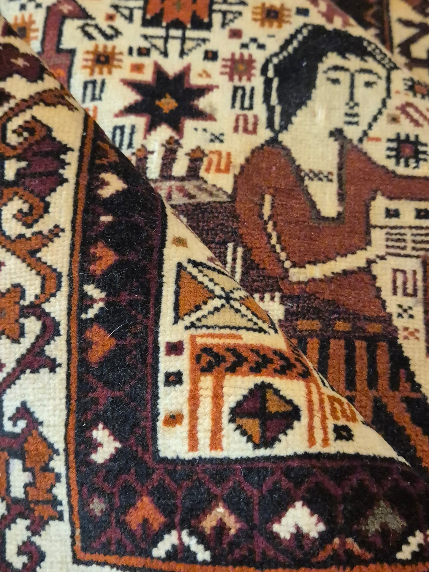 Torbat Belutsch Teppich Wolle figürliche Darstellung handgeknüpft