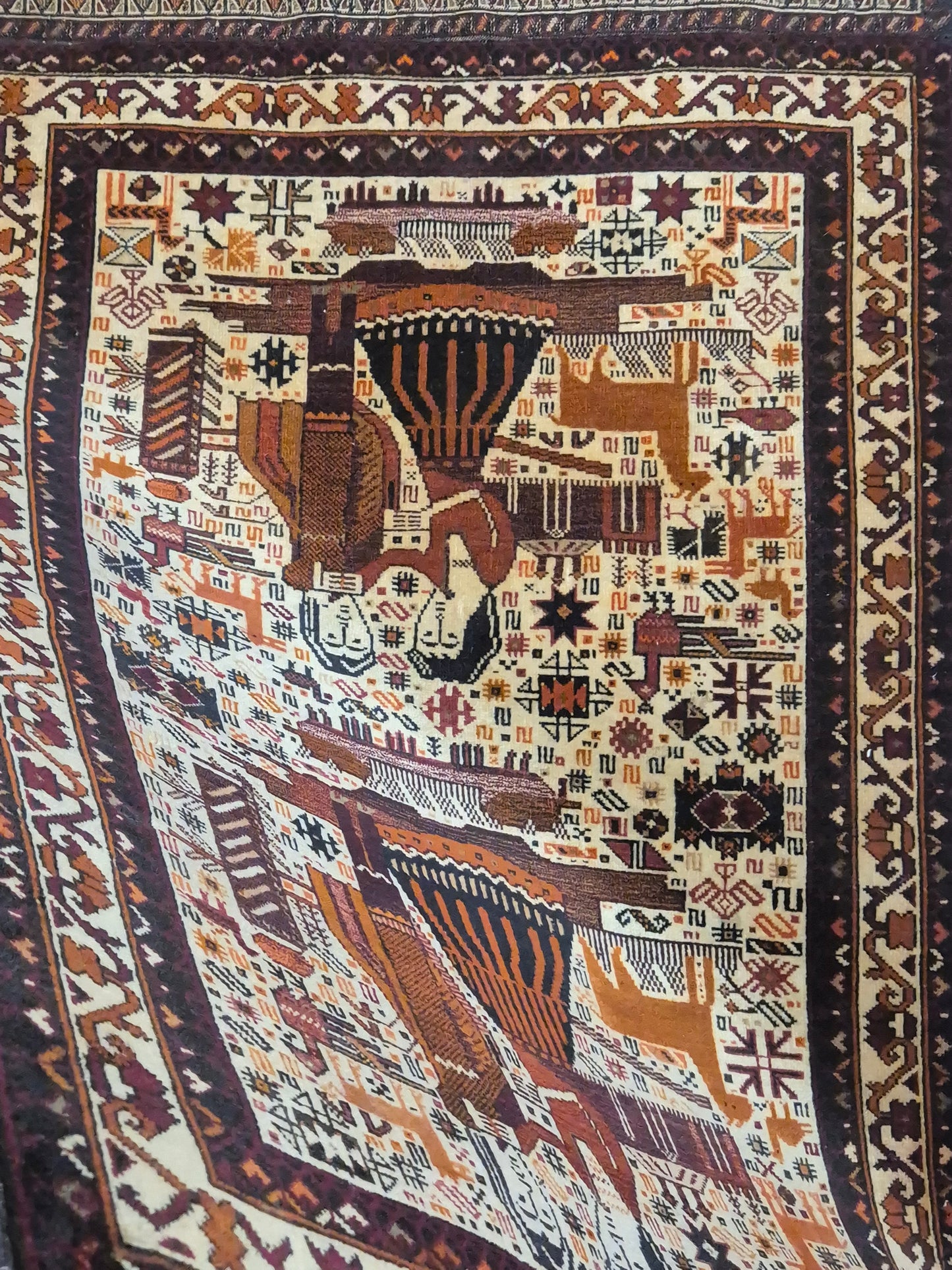 Torbat Belutsch Teppich Wolle figürliche Darstellung handgeknüpft