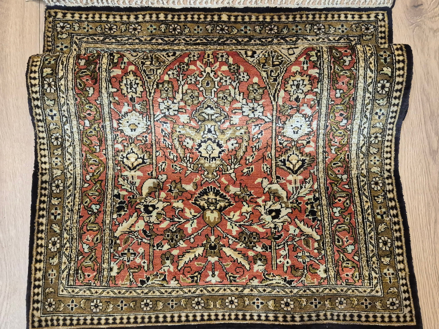 Ghom Seidenteppich feine Knüpfung Gebetsteppich