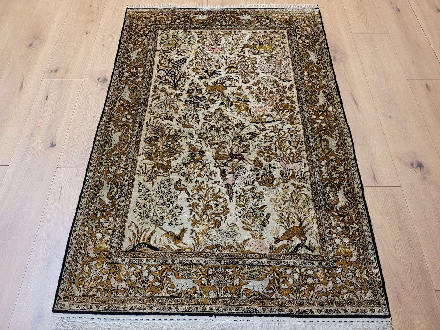 Ghom Seide auf Seide Teppich Paradiesgarten feine Knüpfung