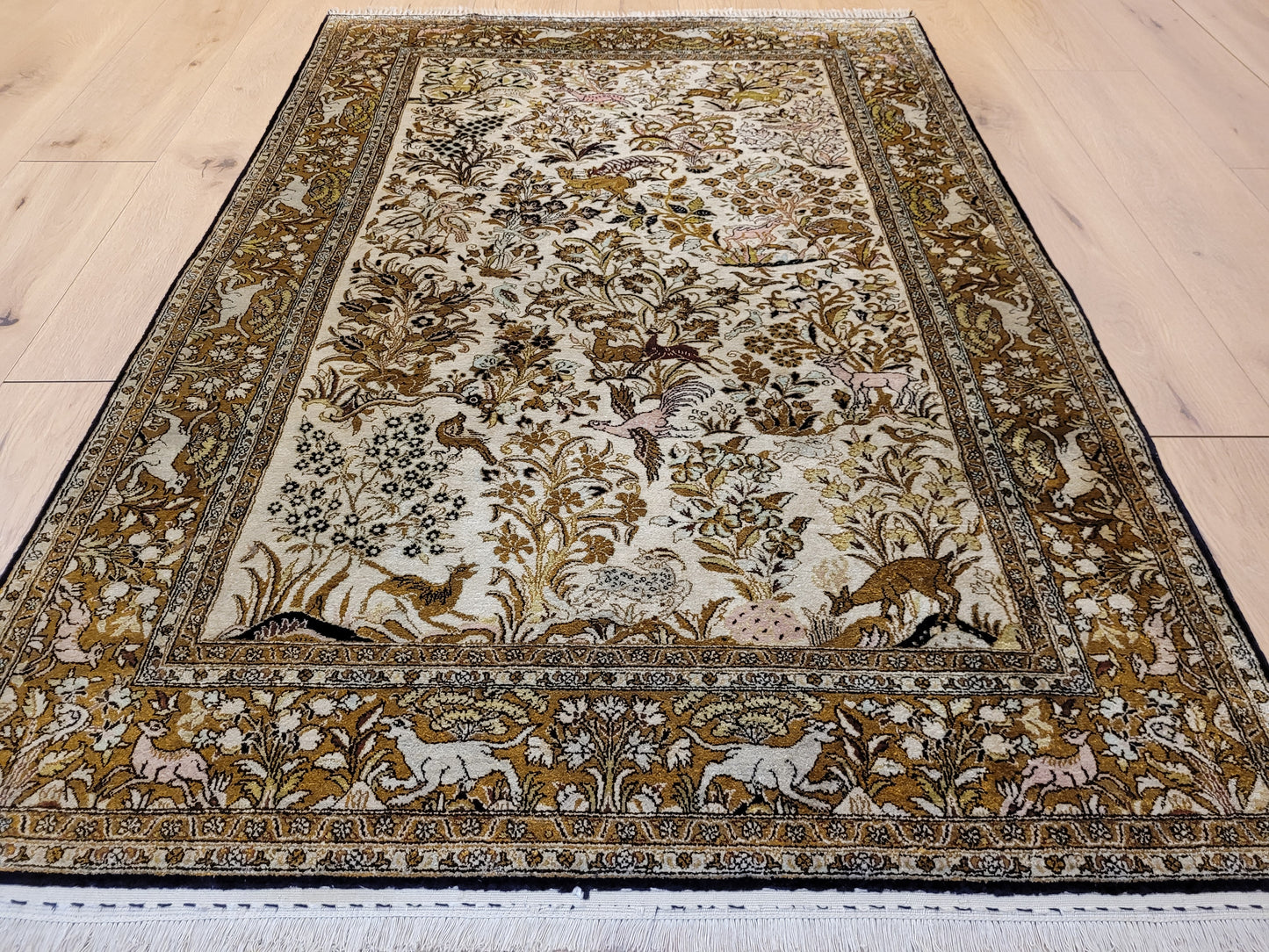 Ghom Seide auf Seide Teppich Paradiesgarten feine Knüpfung