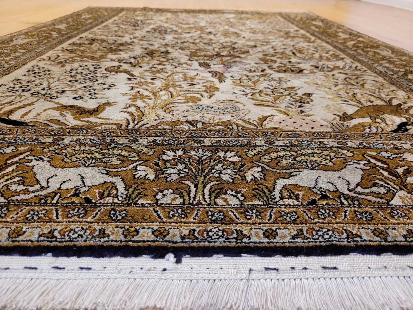 Ghom Seide auf Seide Teppich Paradiesgarten feine Knüpfung