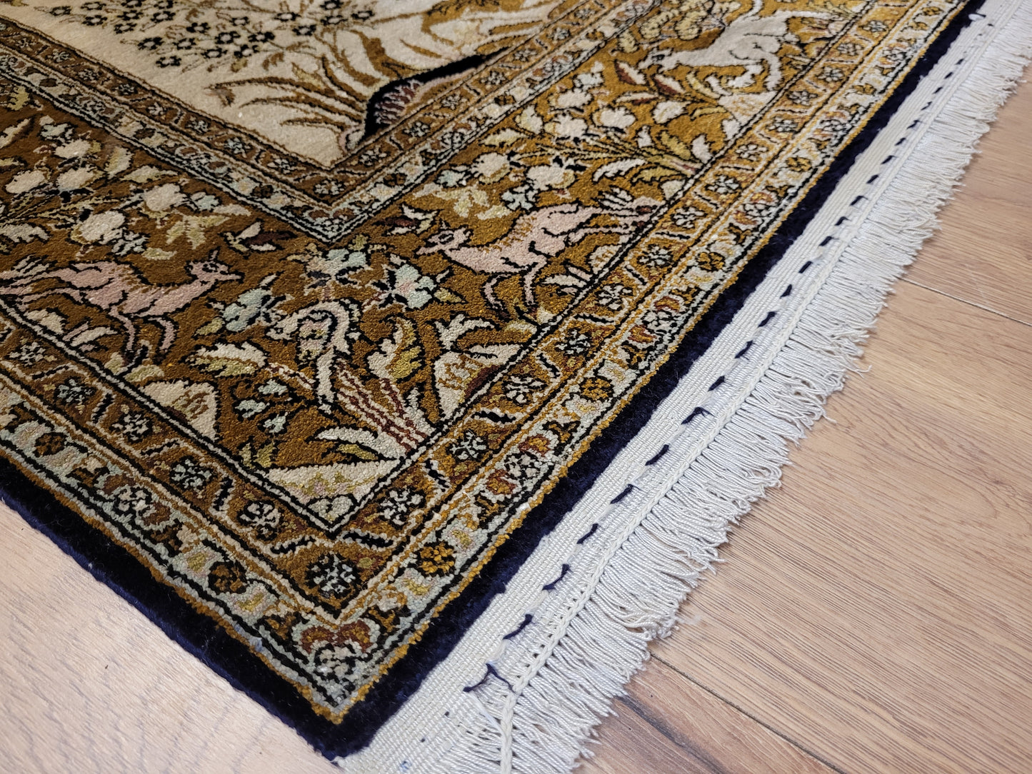 Ghom Seide auf Seide Teppich Paradiesgarten feine Knüpfung