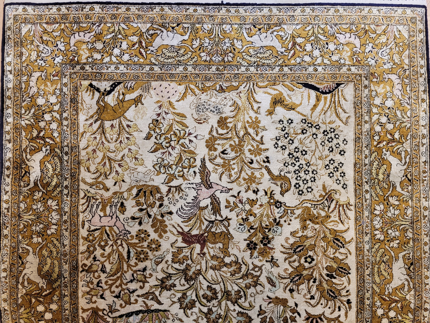 Ghom Seide auf Seide Teppich Paradiesgarten feine Knüpfung