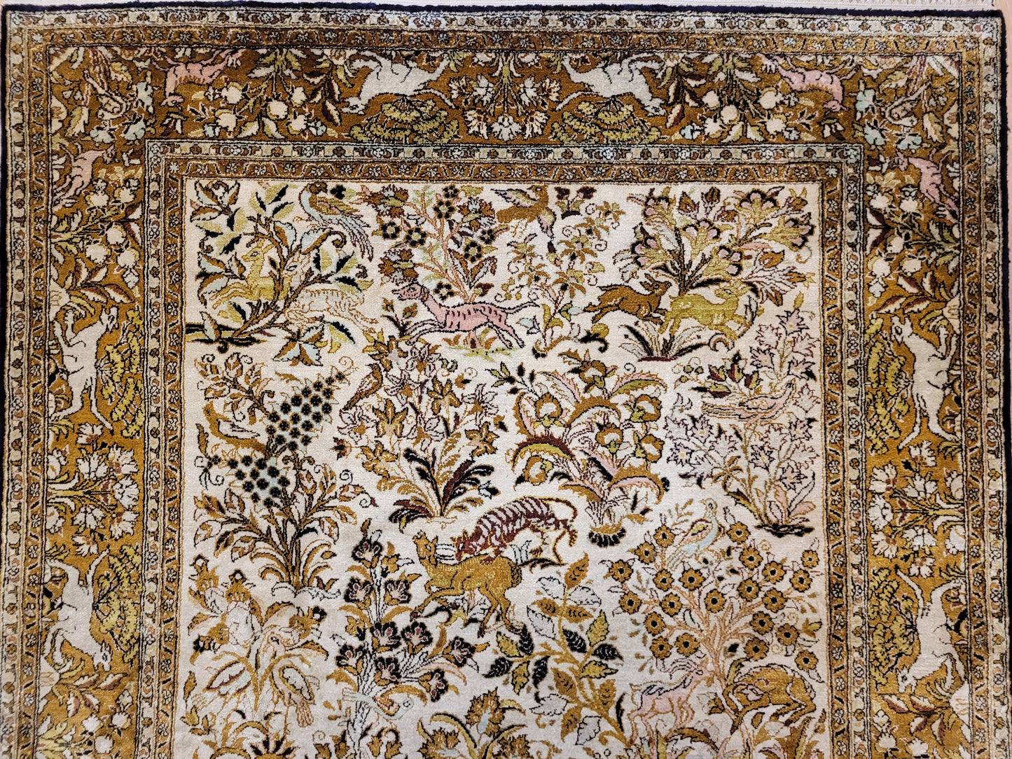 Ghom Seide auf Seide Teppich Paradiesgarten feine Knüpfung