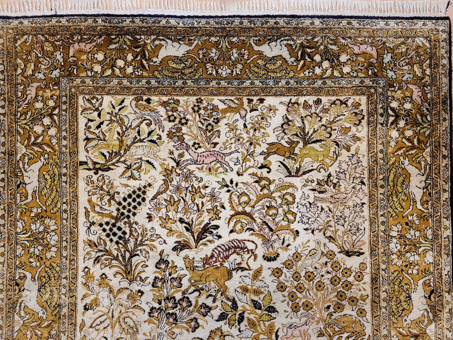 Ghom Seide auf Seide Teppich Paradiesgarten feine Knüpfung