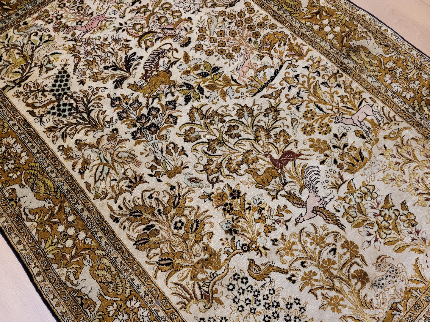 Ghom Seide auf Seide Teppich Paradiesgarten feine Knüpfung