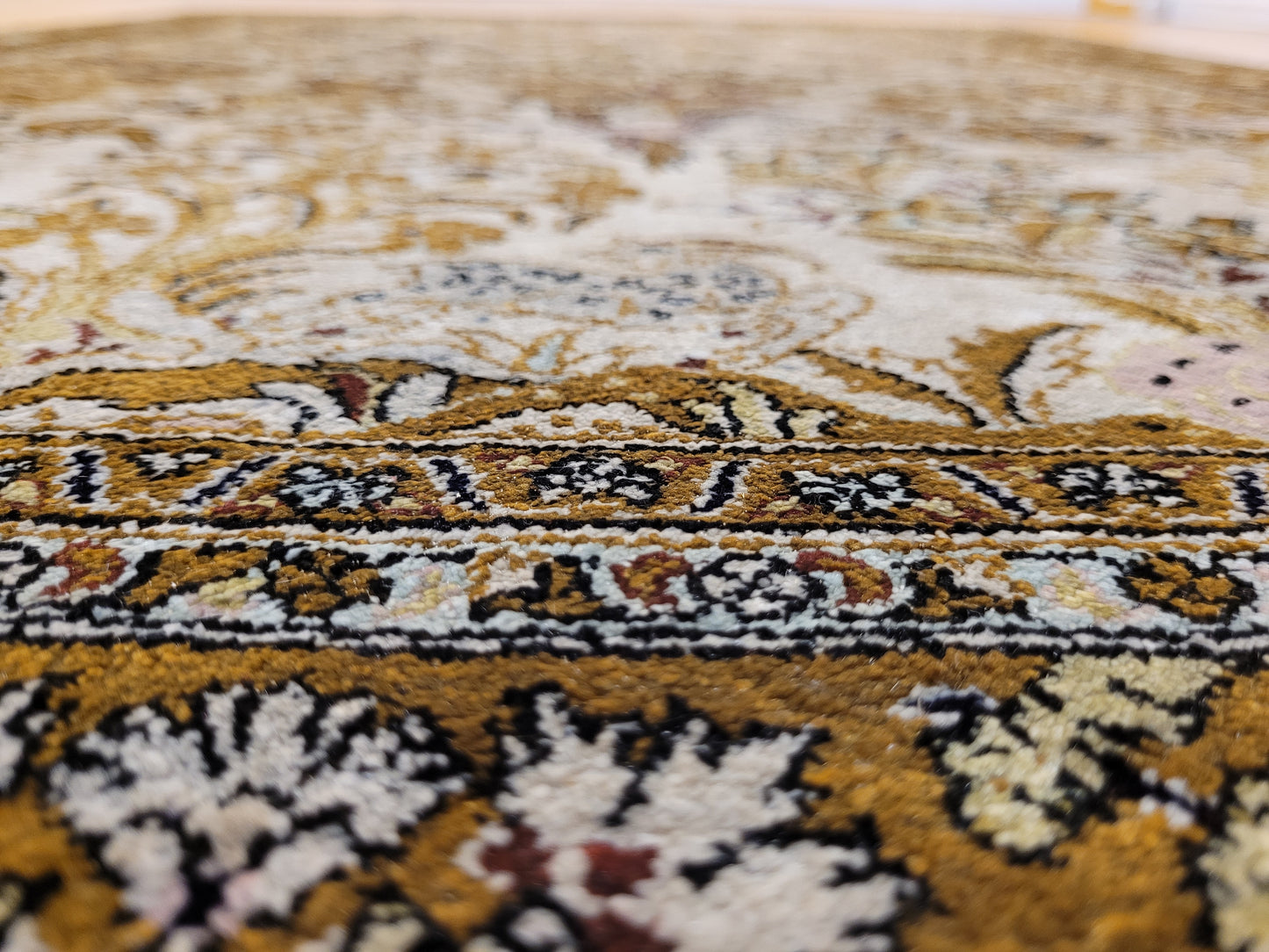 Ghom Seide auf Seide Teppich Paradiesgarten feine Knüpfung