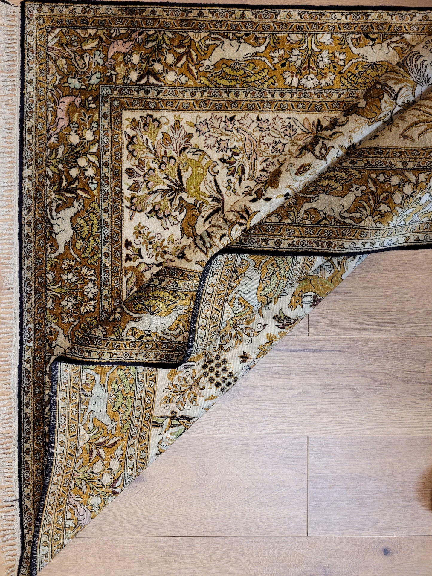 Ghom Seide auf Seide Teppich Paradiesgarten feine Knüpfung