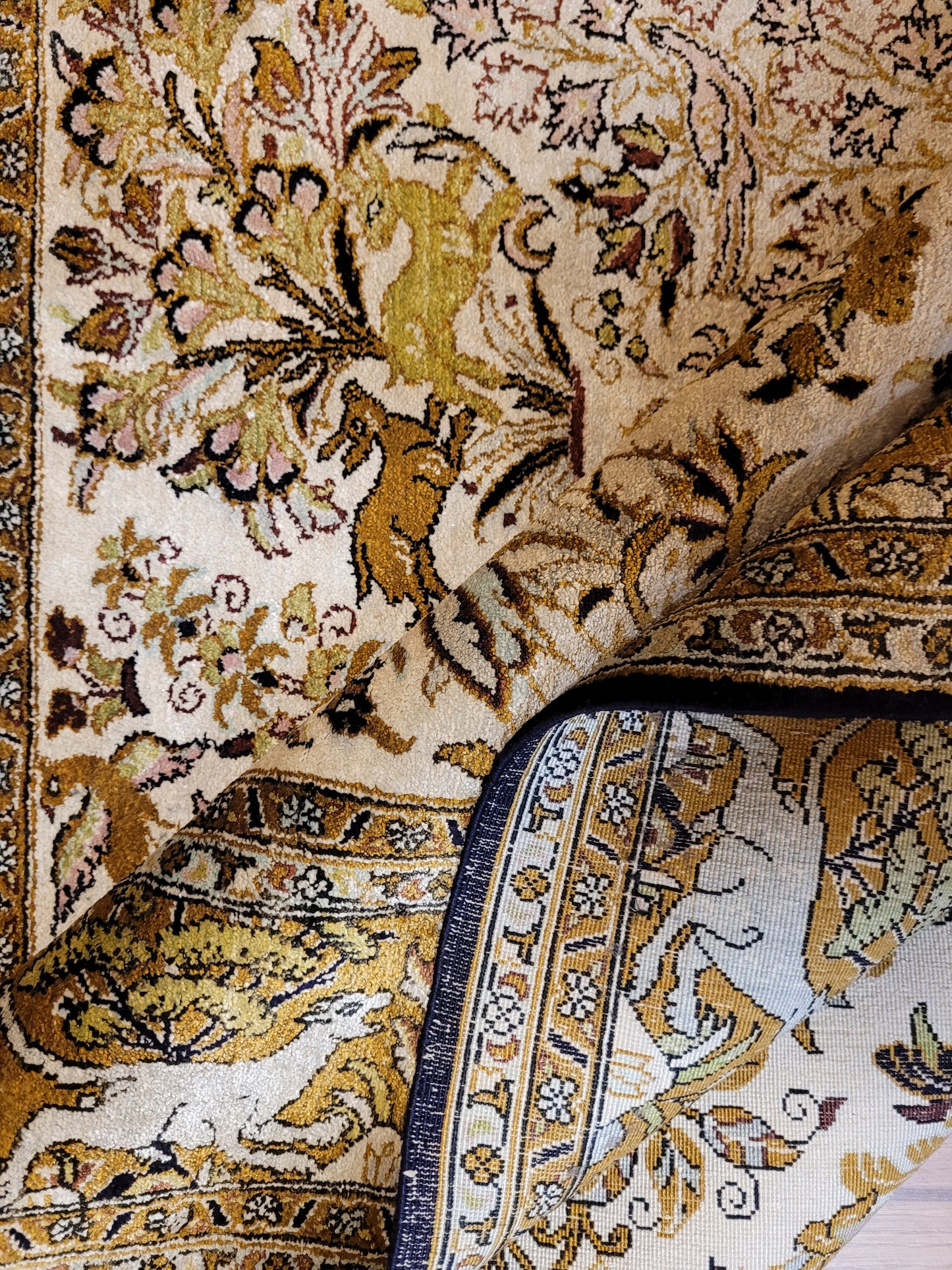 Ghom Seide auf Seide Teppich Paradiesgarten feine Knüpfung