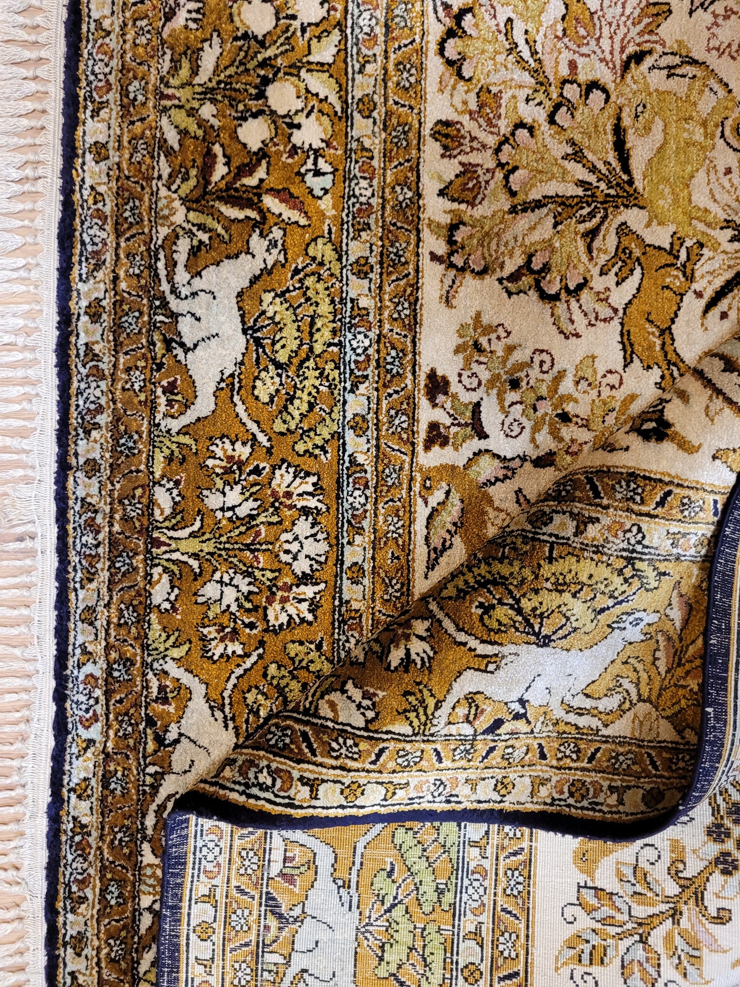 Ghom Seide auf Seide Teppich Paradiesgarten feine Knüpfung