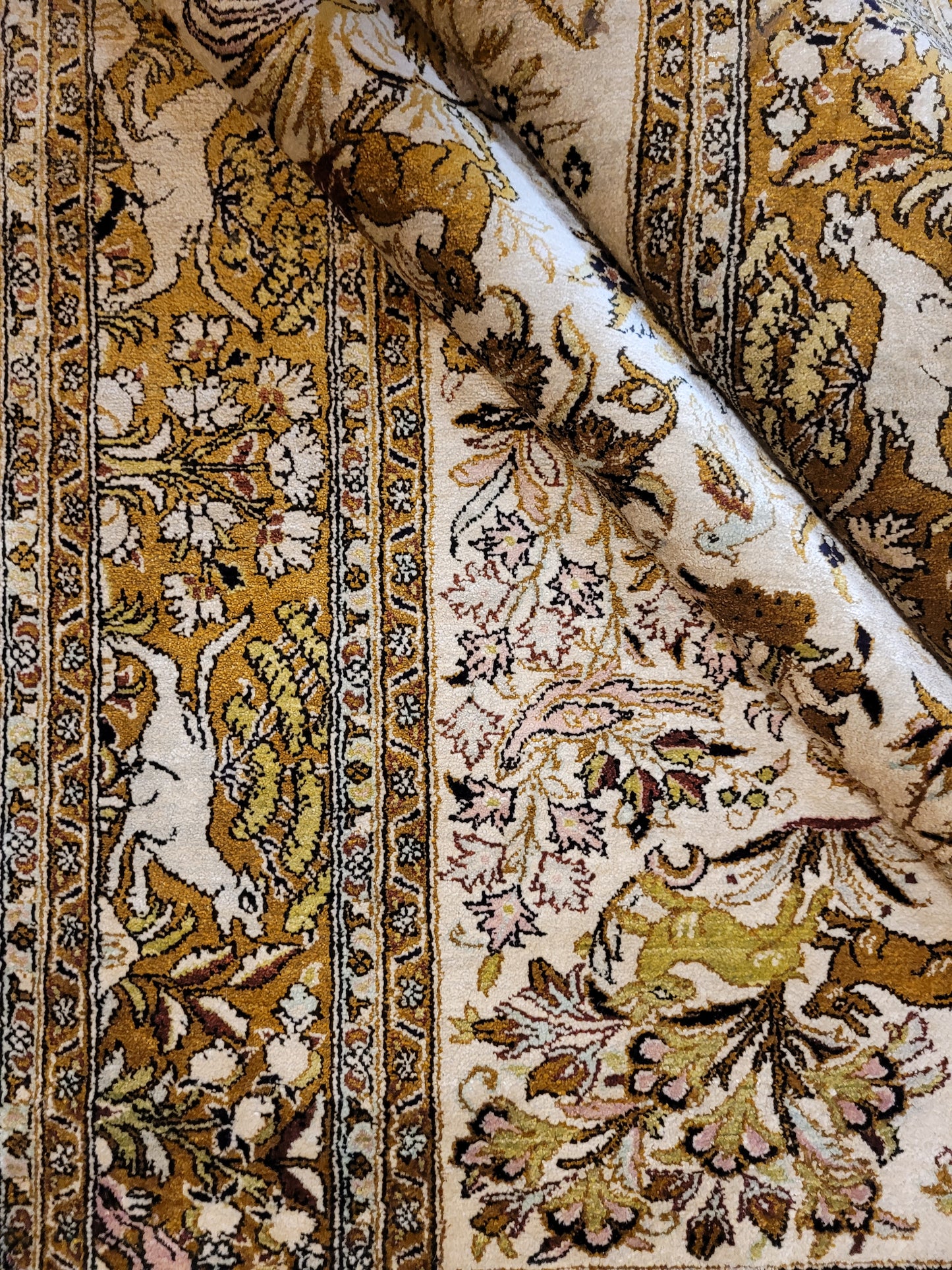 Ghom Seide auf Seide Teppich Paradiesgarten feine Knüpfung