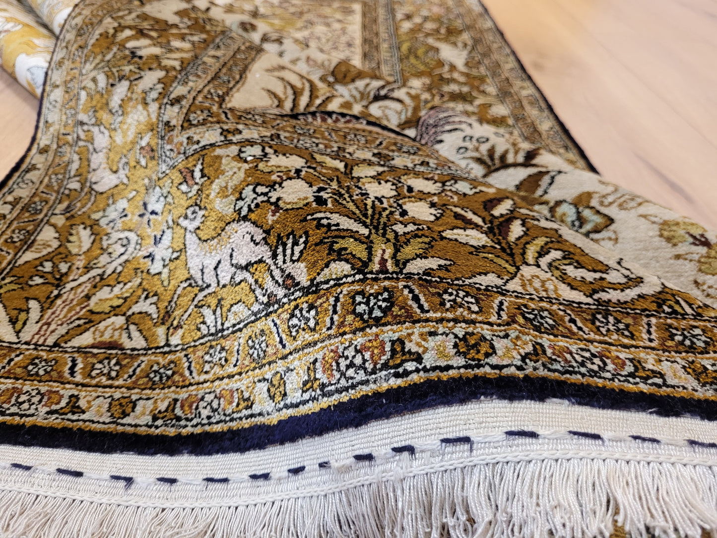 Ghom Seide auf Seide Teppich Paradiesgarten feine Knüpfung