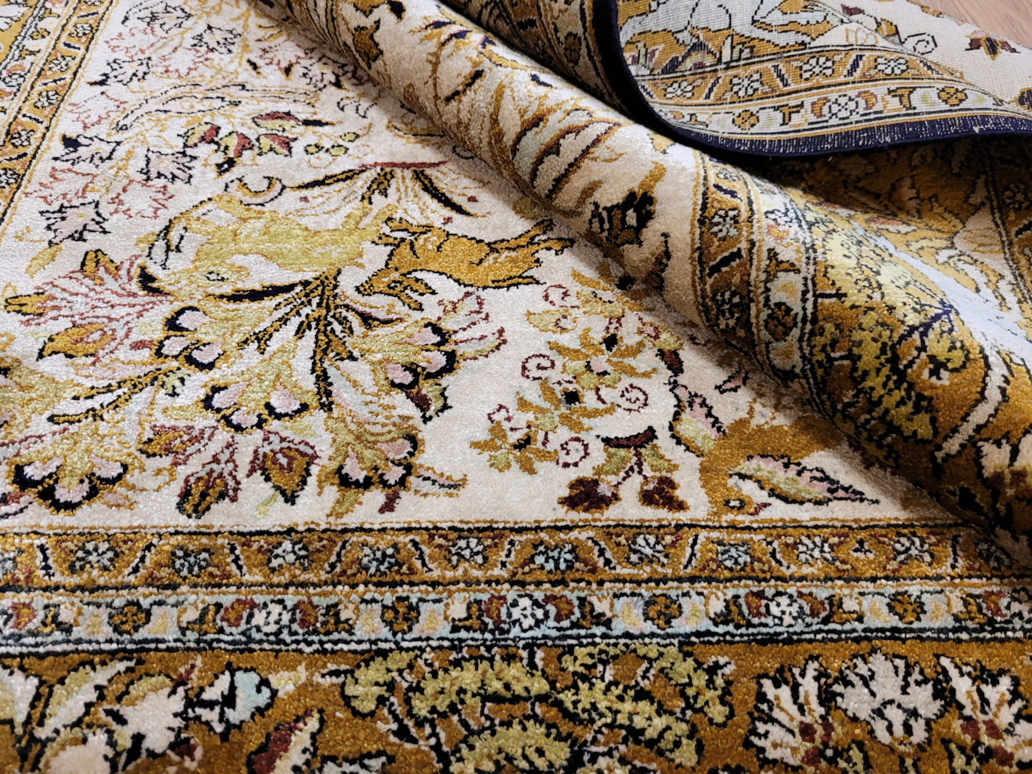 Ghom Seide auf Seide Teppich Paradiesgarten feine Knüpfung