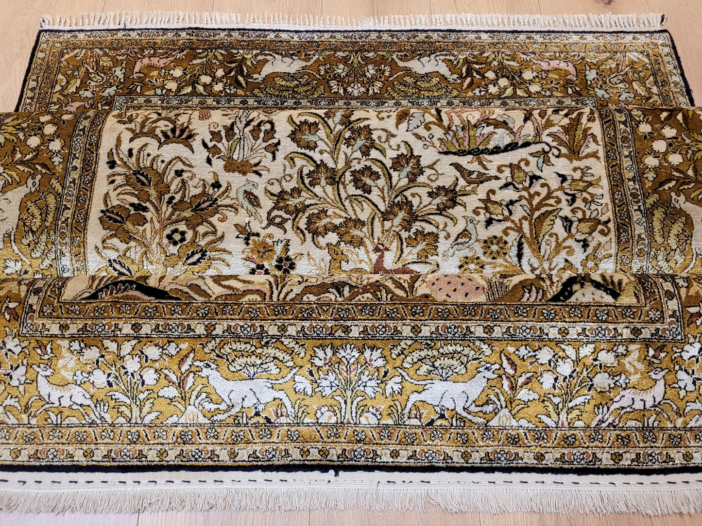 Ghom Seide auf Seide Teppich Paradiesgarten feine Knüpfung