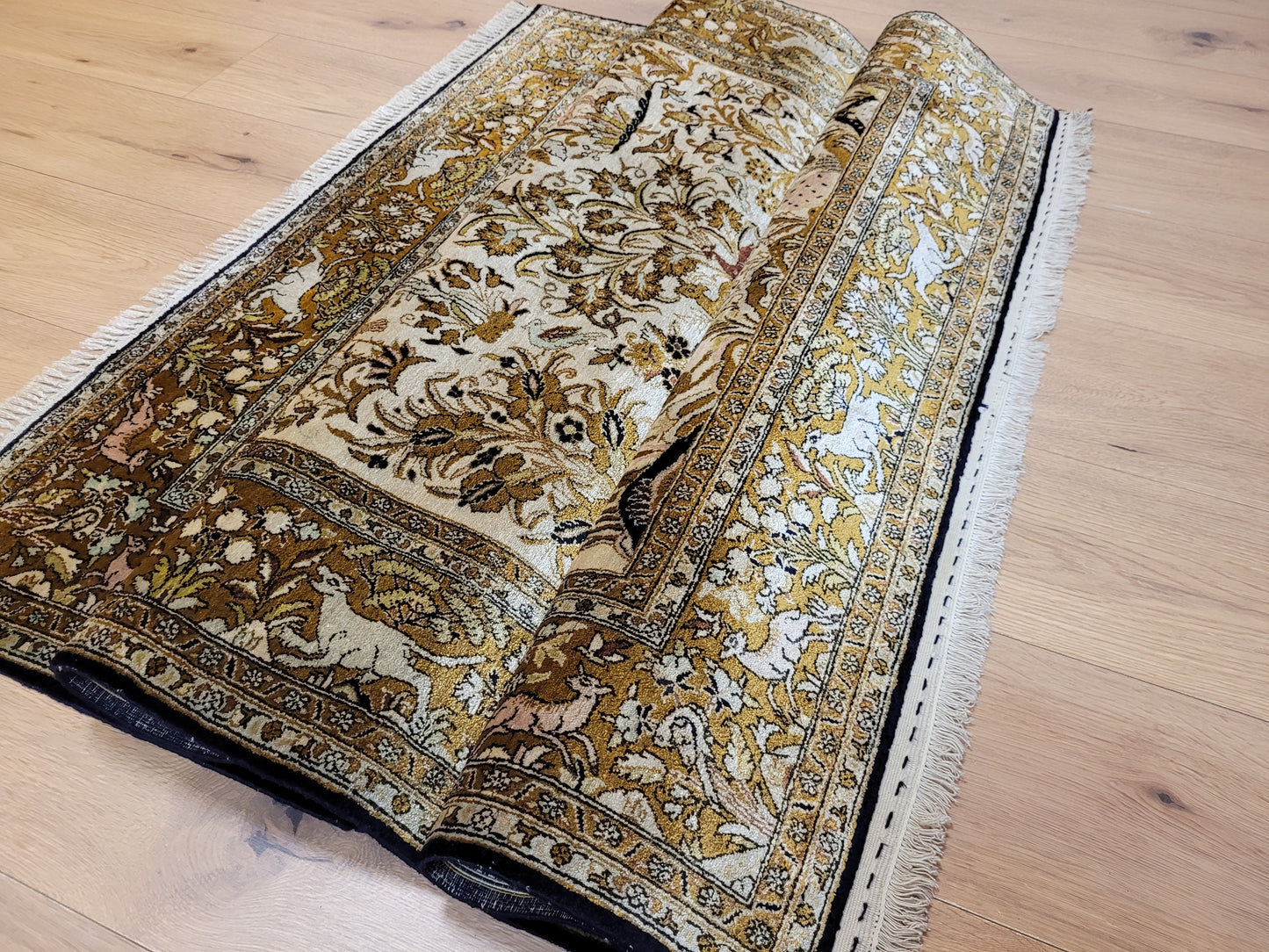 Ghom Seide auf Seide Teppich Paradiesgarten feine Knüpfung