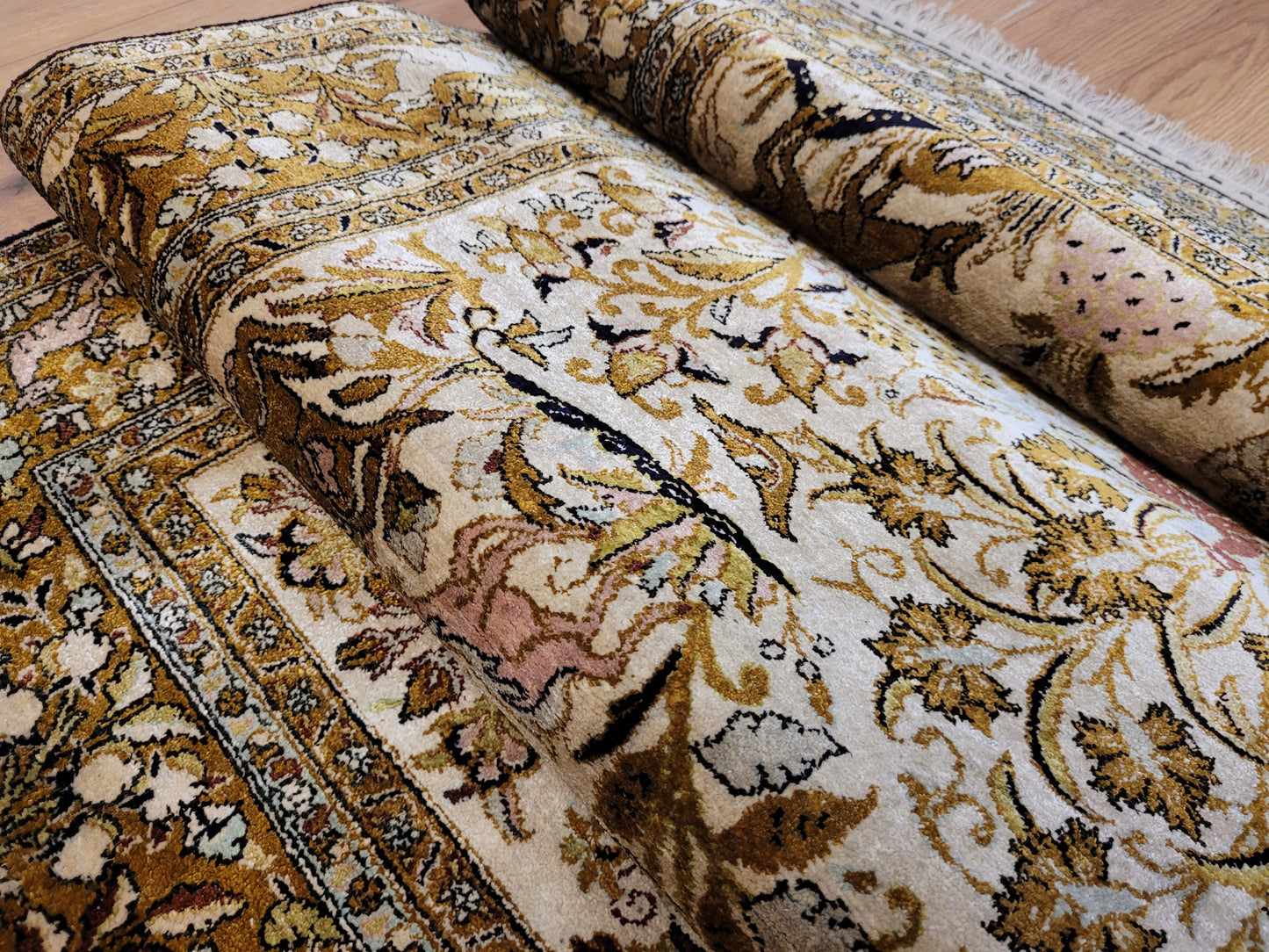 Ghom Seide auf Seide Teppich Paradiesgarten feine Knüpfung