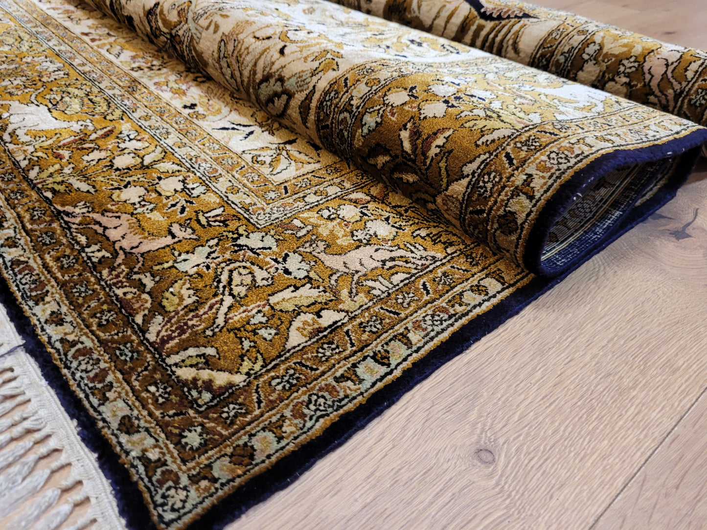 Ghom Seide auf Seide Teppich Paradiesgarten feine Knüpfung