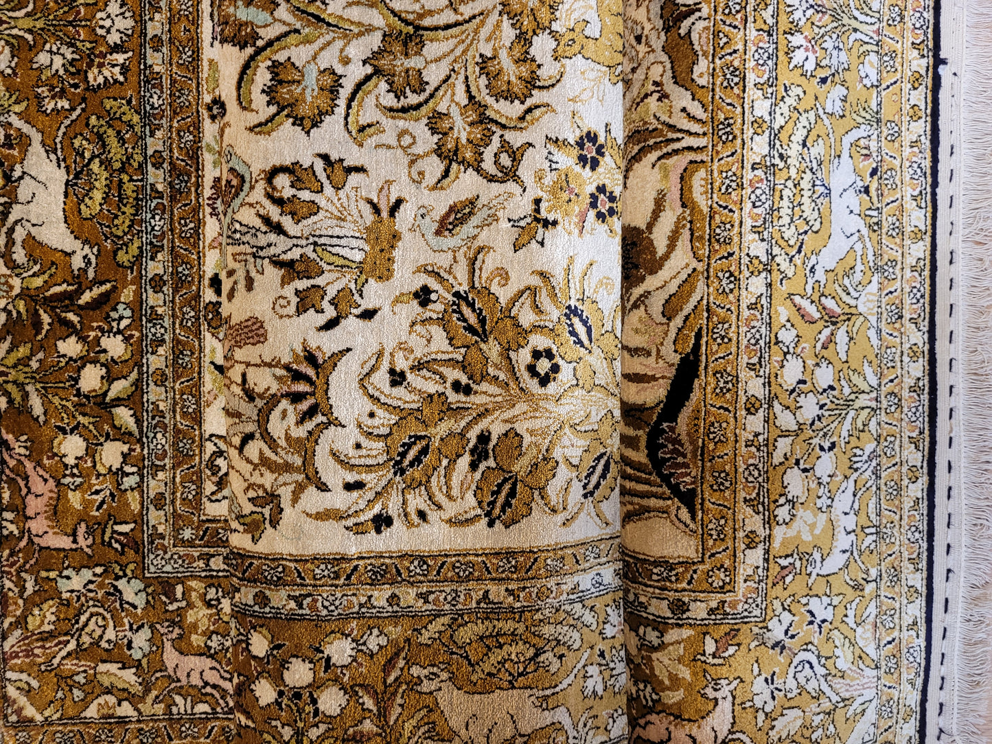 Ghom Seide auf Seide Teppich Paradiesgarten feine Knüpfung