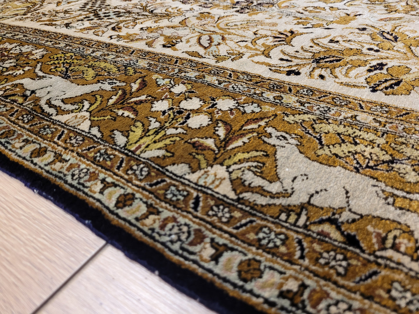 Ghom Seide auf Seide Teppich Paradiesgarten feine Knüpfung