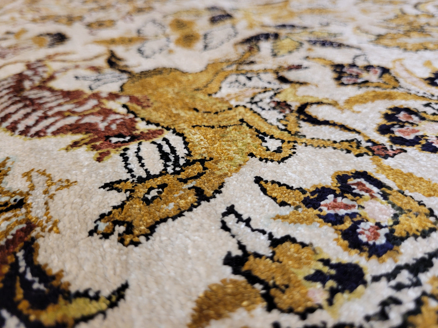 Ghom Seide auf Seide Teppich Paradiesgarten feine Knüpfung