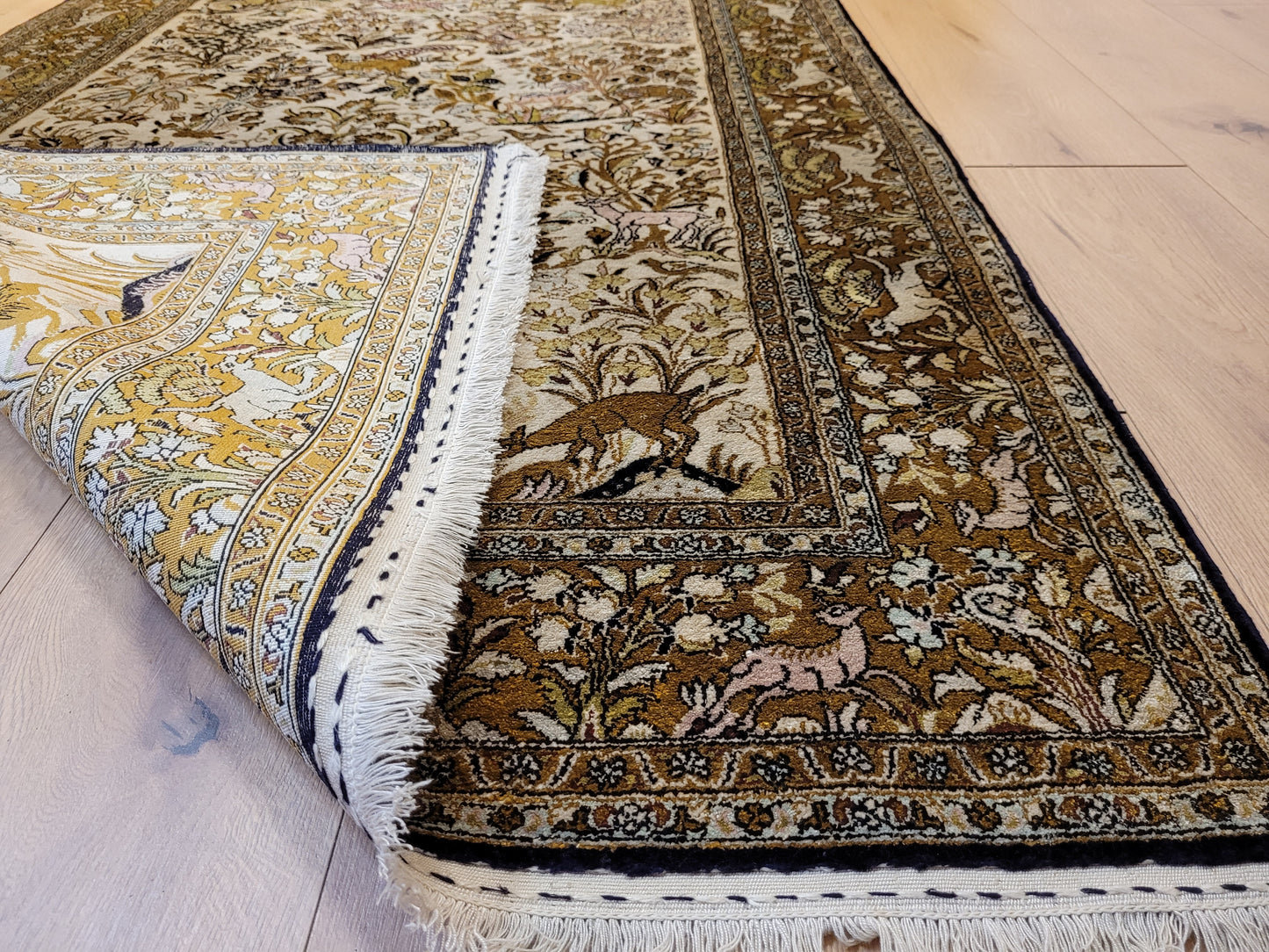 Ghom Seide auf Seide Teppich Paradiesgarten feine Knüpfung