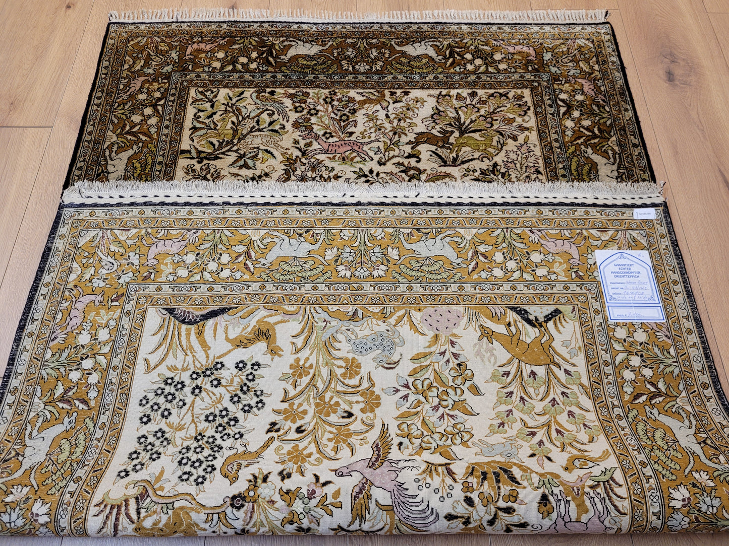 Ghom Seide auf Seide Teppich Paradiesgarten feine Knüpfung