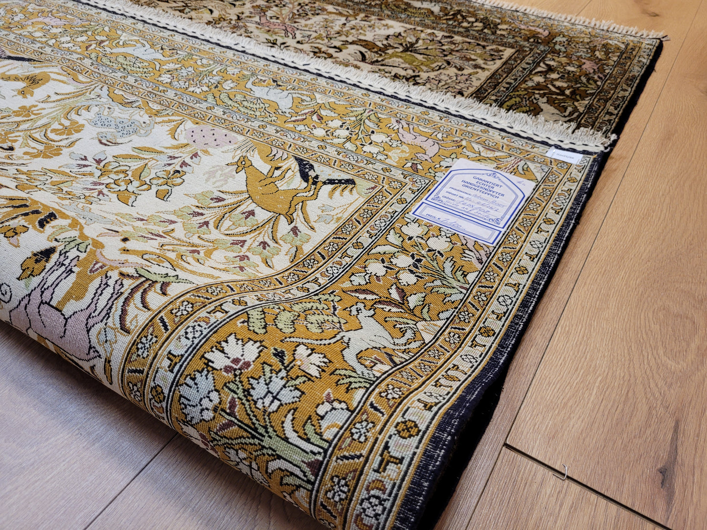 Ghom Seide auf Seide Teppich Paradiesgarten feine Knüpfung