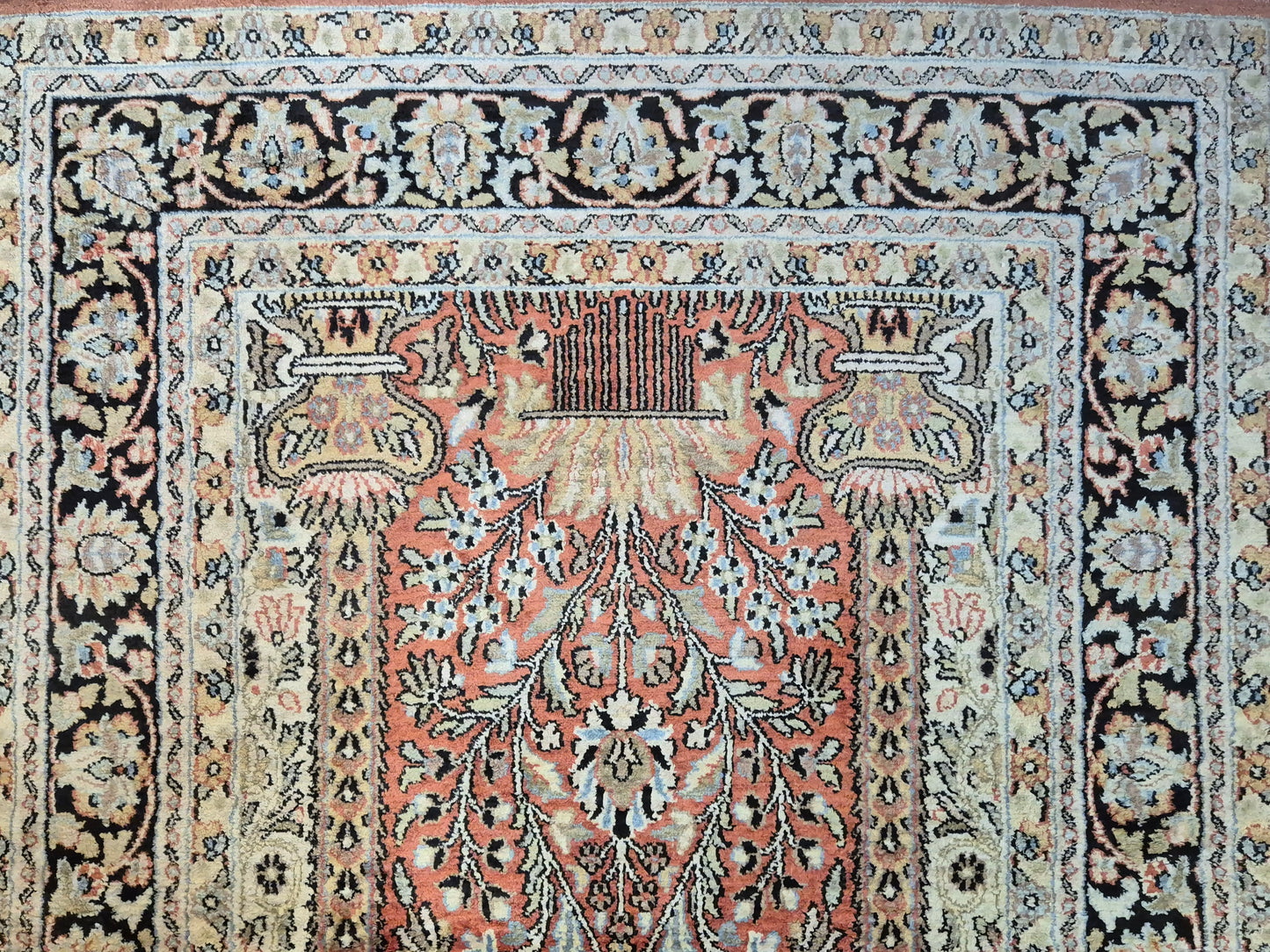 Kashmir Teppich Reine Seide Lebensbaum Motiv feine Knüpfung