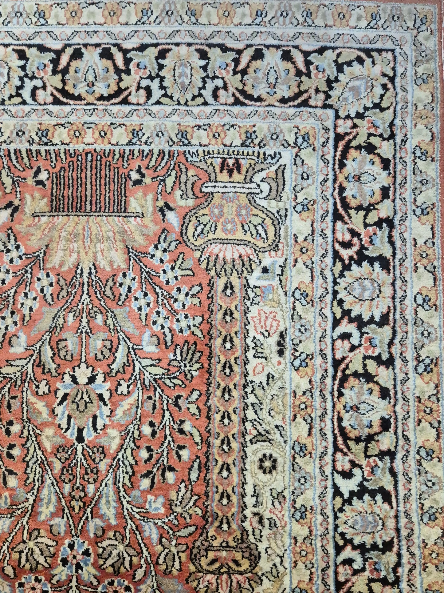 Kashmir Teppich Reine Seide Lebensbaum Motiv feine Knüpfung