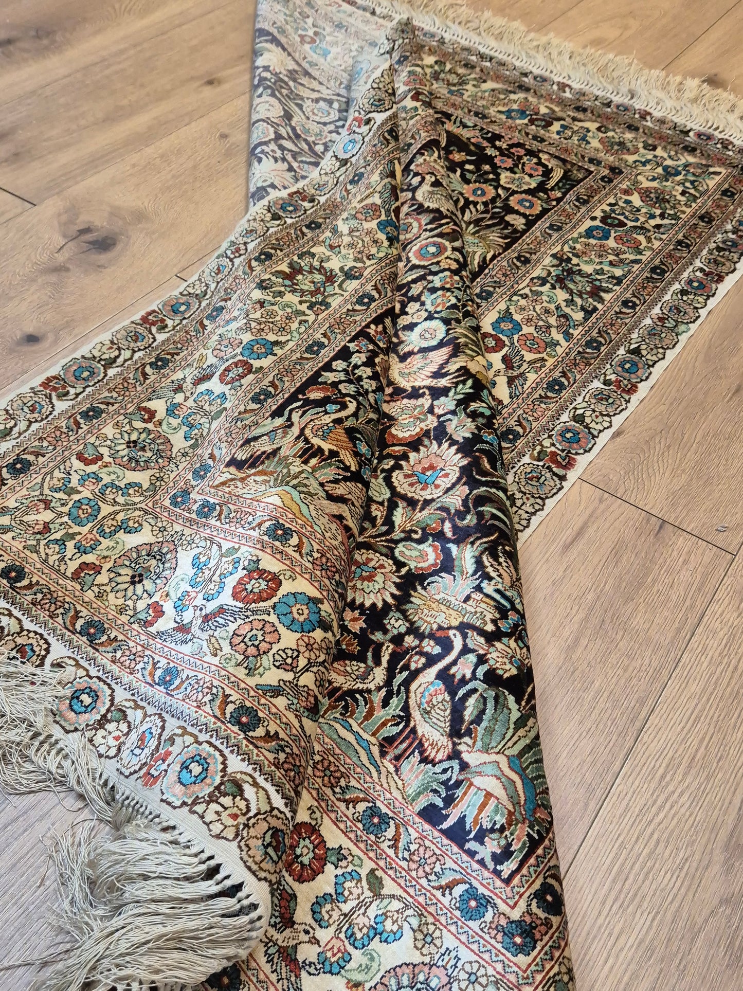 Hereke Seide Teppich China Naturseide florales Muster sehr fein